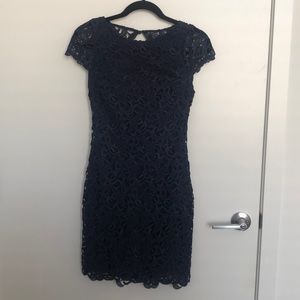Alice and Olivia navy lace shift dress